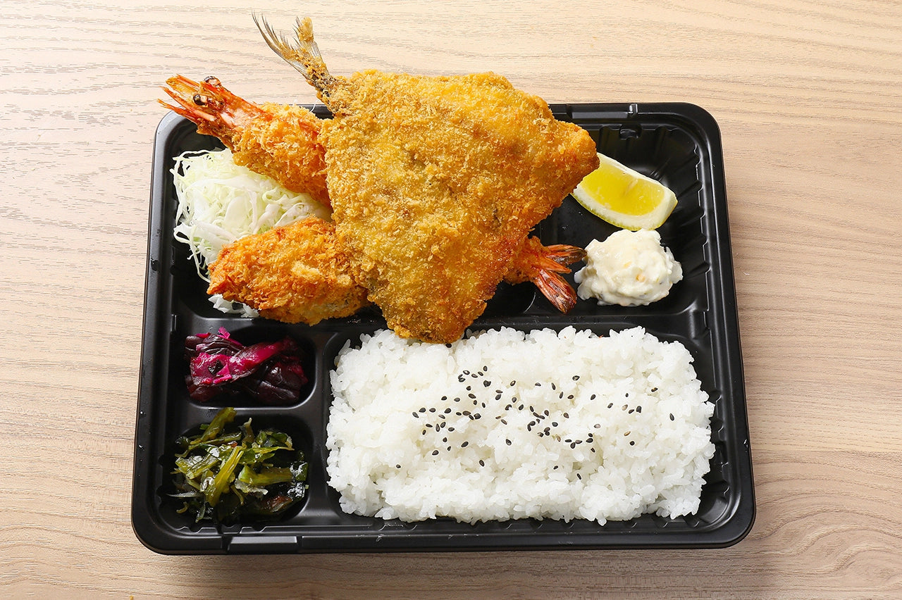 ミックスフライ弁当(アジ、エビ、カキ)